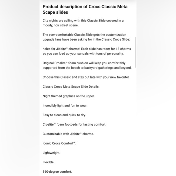 CROCS Classic Slide Sandals Meta Scape City Graphic Print Size 9 Men / 11 Women - Picture 14 of 15